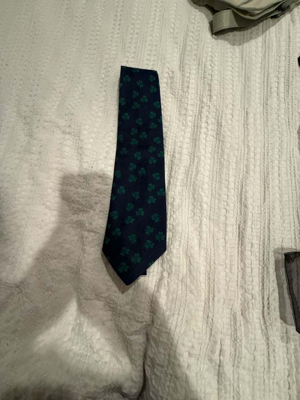 Robert Talbott Shamrock Necktie Navy Green Silk